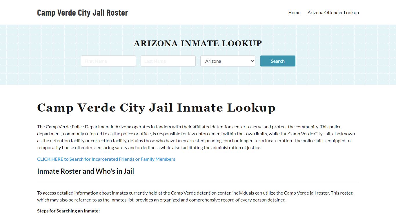 Camp Verde Police Department & City Jail, AZ Inmate Roster, Arrests ...